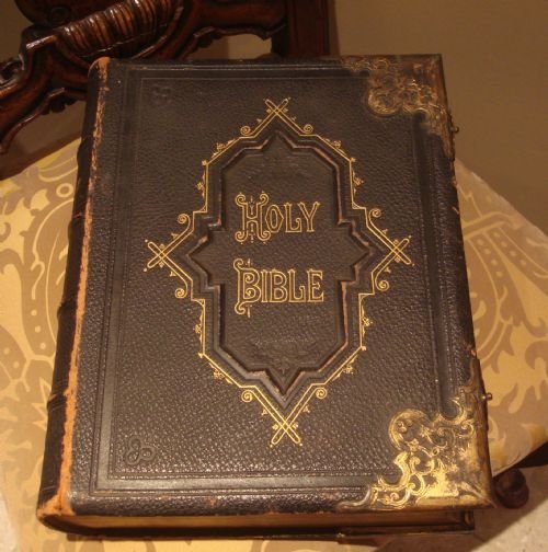 circa 1890 english antique leather and brass bound family bible by john eadie