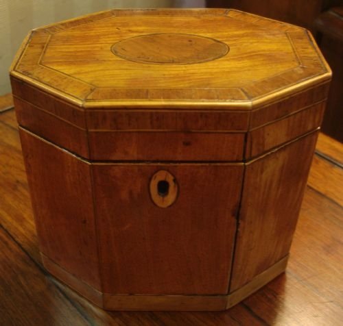 circa 1790 wonderful satinwood single compartment octagonal tea caddy box