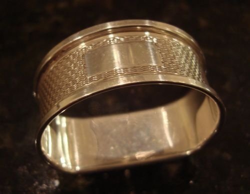 birmingham 1955 solid silver d shaped engraved napkin ring
