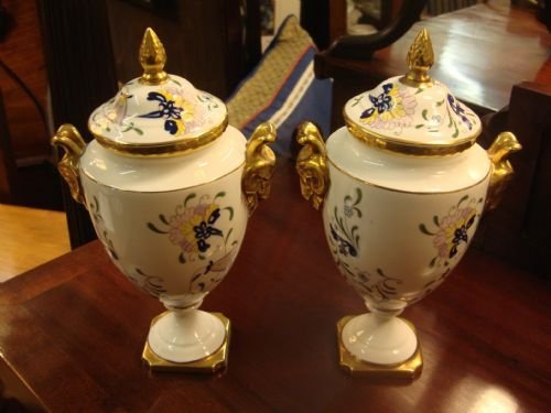 coalport fine bone china pair of elegant covered vases
