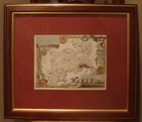 c1830 beautifully illustrated framed and glazed map of middlesex engraved for moules english counties