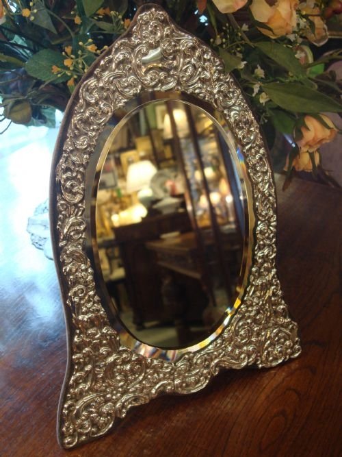 stunning large solid silver standing dressing table mirror