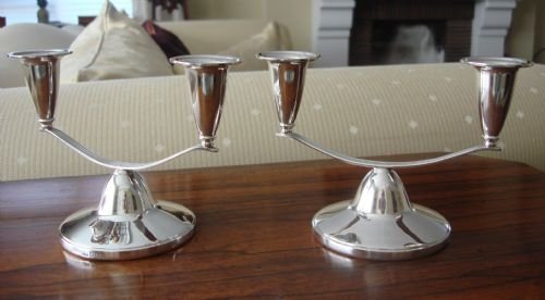 elkington and company a fine birmingham 1966 sterling silver english hallmarked pair of unusual handmade candlesicks by these superior makers