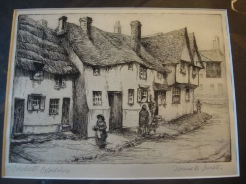 19th century original signed etching of dorchester oxfordshire