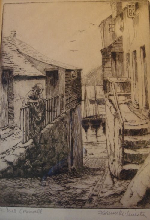 19th century charming original etching of st ives cornwall