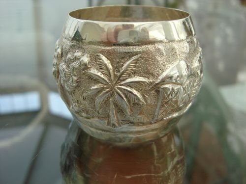 early 20th century large solid silver chinese design napkin ring