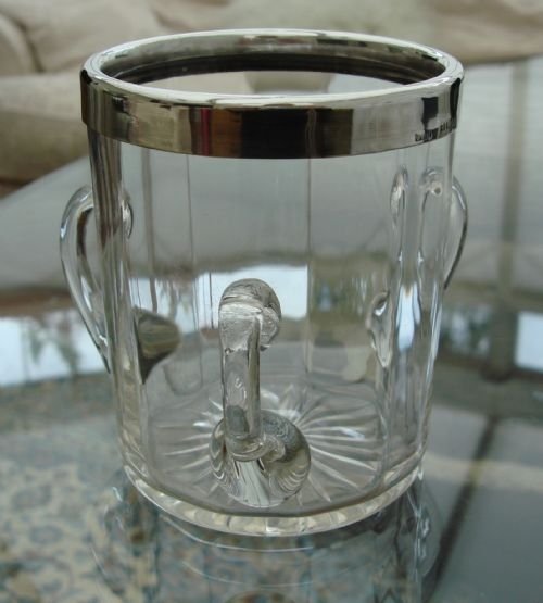 birmingham 1901 wonderful and unusual solid silver and cut gass tyg cup made by george ernest hawkins