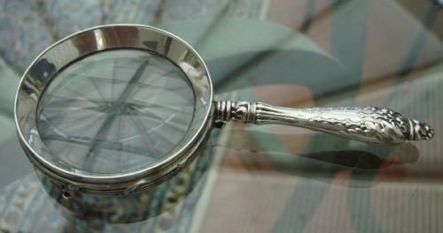 circa 1900 original solid silver table magnifying glass