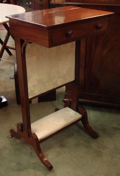 very unusual 19th century solid mahogany writing box on stand with integrated fire screen and foot rest