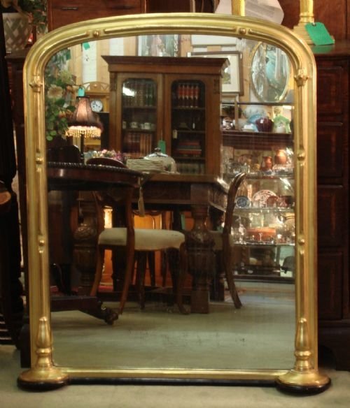 19th century unusual gilt wood overmantle mirror