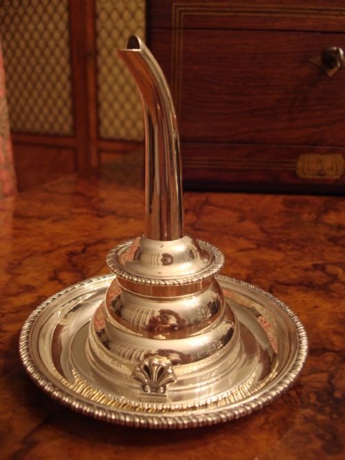 superb london 2004 solid silver wine funnel and stand