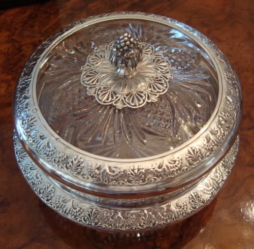a stunning and very special late 19th early 20th century french solid silver and cut glass covered bowl with eagle design made by henri lapeyre of paris