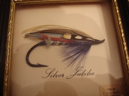 vintage british hand tied large fishing fly in bespoke frame