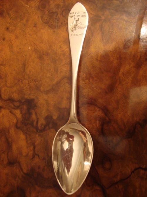 sheffield 1932 solid silver scottie dog spoon engraved with the scottish terrier club scotland design