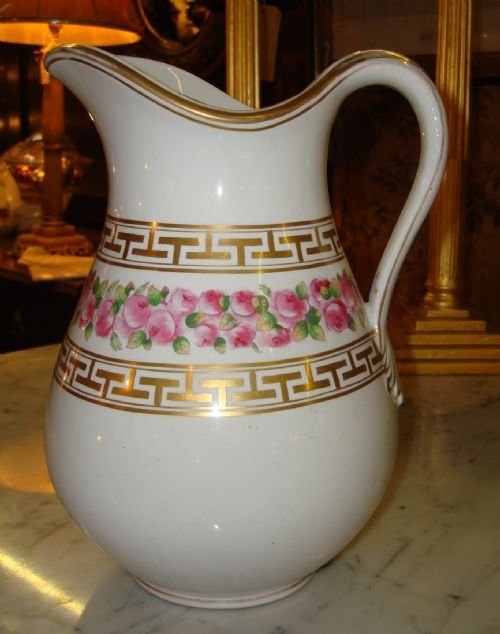 19thc large victorian minton porcelain jug with beautiful hand painted design