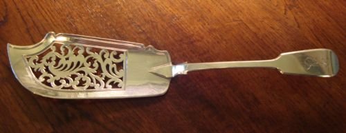 london 1851 solid silver pierced fish slice by well known maker charles boyton