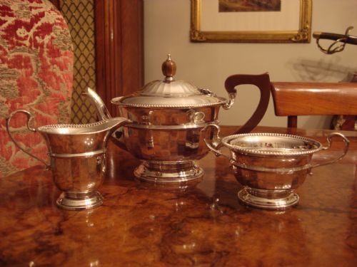 really lovely birmingham 1932 solid silver three piece tea service made and retailed by harrods of london luxury retailers known worldwide