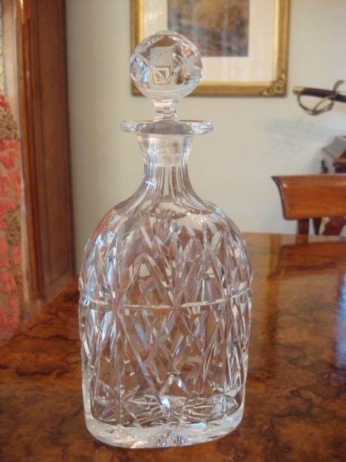 lovely and unusual oval cut glass spirit decanter