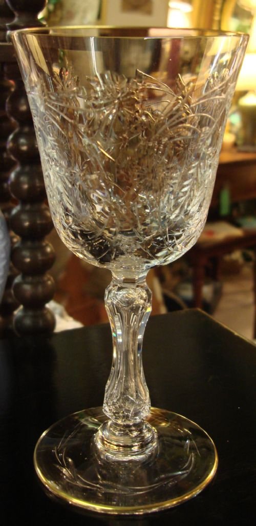 superb quality st louis french crystal goblem with wonderful foliate design by these world renowned makers