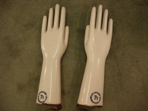 unusual pair of english industrial ceramic glove moulds great for display