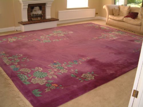 striking very large chinese knotted wool rug