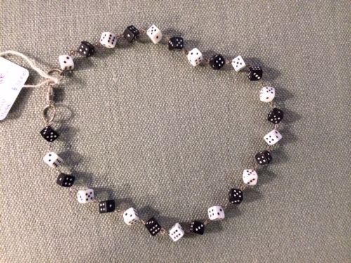 vintage black and white mini dice necklace