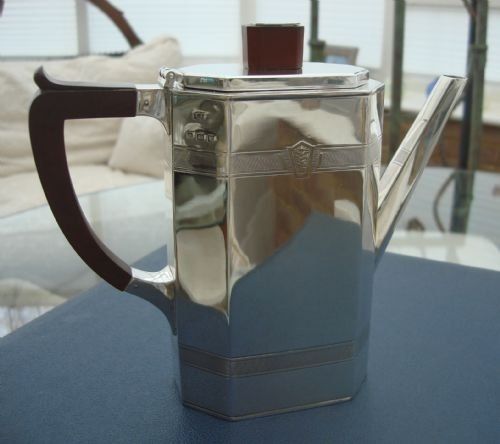 superb solid silver iconic art deco coffee pot made by birmingham silversmiths company