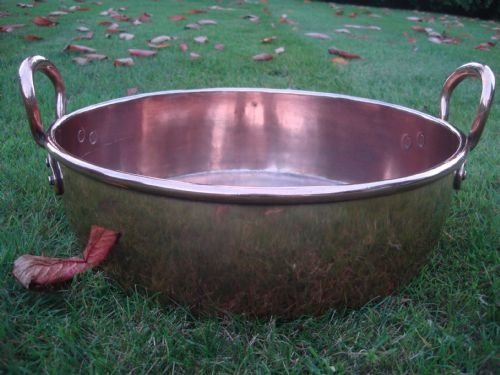 19th century victorian large copper preserve or jelly pan by army and navy cooperative society in very good condition