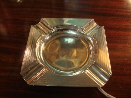 birmingham 1927 solid silver excellent quality heavy cigar or cigarette ashtray with engraving