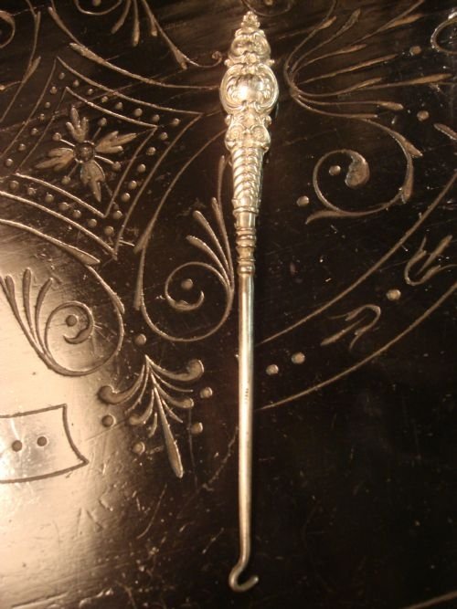 birmingham 1899 victorian solid silver handled button hook