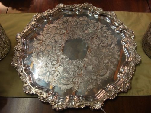 very good quality large silver plate salver