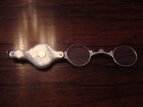 19thc victorian mother of pearl and silver folding lorgnette