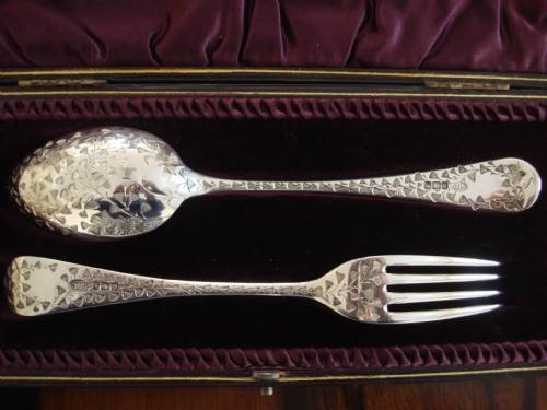 sheffield 1894 victorian solid silver absolutely exquisite large childs christening set by famous art nouveau period silversmith john round