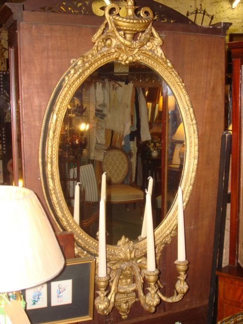 19thc gilt wood girandole mirror