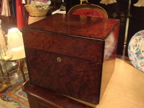19thc antique rare amboyna wood gentlemans cigar box