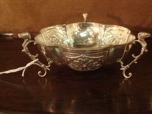 chester 1905 solid silver bowl with liner and unusual feet