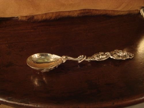 19thc cast solid silver french spoon