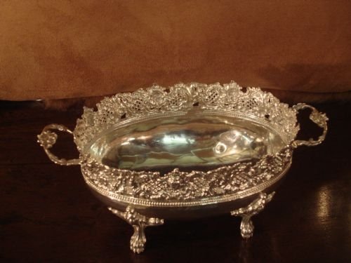 chester 1898 english hallmarked solid silver pierced and embossed silver bowl imported from france also bearing full french hallmarks