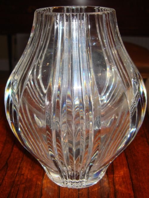 a lovely famous maker oviform vase having stunning fluted cut glass decoration made by st louis crystal world famous french glass house