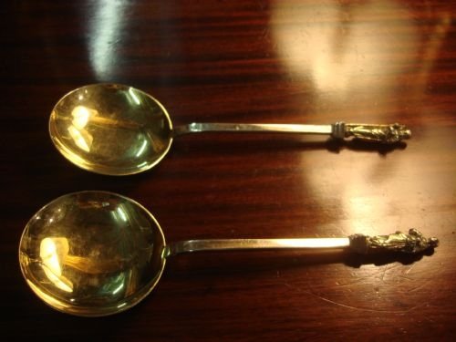 sheffield 1872 pair of solid silver serving spoons by martin and hall