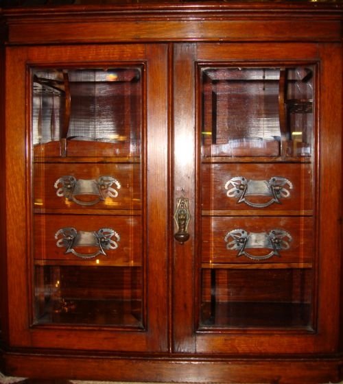 19th century superb and unusual victorian solid oak cigar cabinet