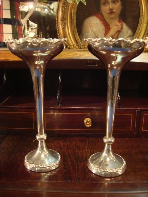 london 1902 beautiful pair of solid silver specimen vases by charles boyton and son famous makers