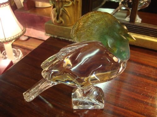 20th century daum fine french crystal pate de verre signed sculpture of bird