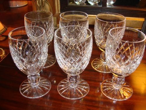 waterford cut crystal set of six boyne pattern claret or wine glasses