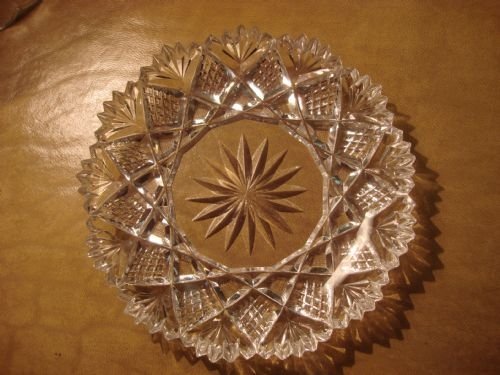 19th century pair of cut glass dishes