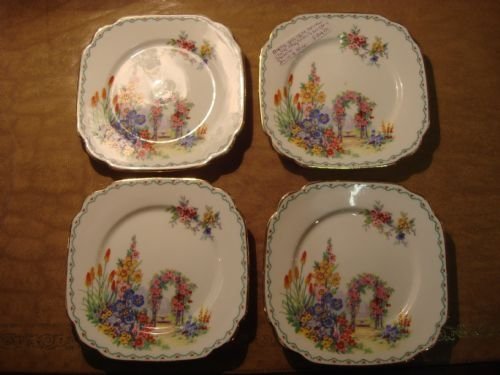 1940s set of four bone china side plates by chapman's longton