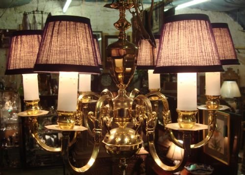 20th century classic and stylish brass chandelier in the 18th century style