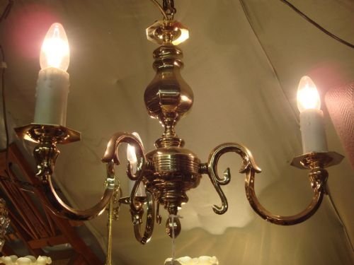 20th century brass very good quality 3 branch classic chandelier