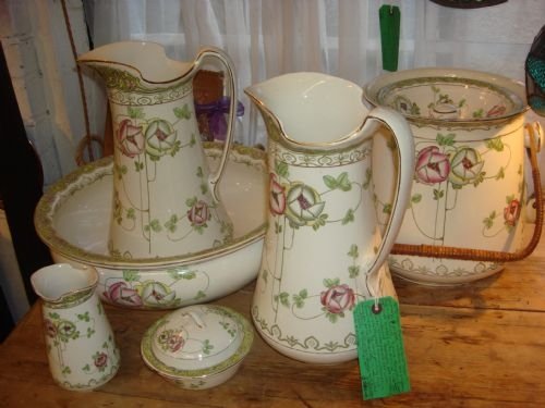 circa 1893 large nine piece english aesthetic period wash set by ford and sons