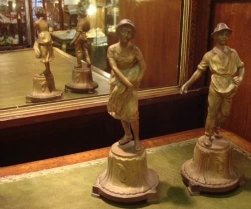 turn of 19th20th century pair of gilt spelter figures of harvesters